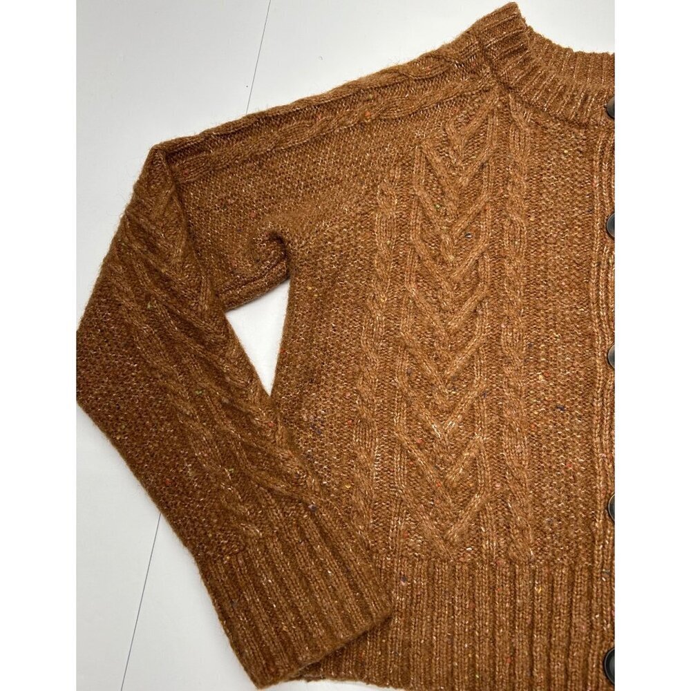 Old Navy Womens S Tall Cable Knit Button-Up Cardigan Sweater In Brown - Picture 4 of 14